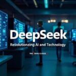 Deepseek Explained: The Rising Star Of China’s Tech Industry Futuristic tech lab with AI algorithms, robots, and engineers working together, representing Deepseek's innovative technology.